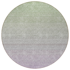Homeroots 3' Artichoke Green And Lavender Ombre Washable Area Rug For Indoor And Outdoor Stylish Use 8' Round Polyester 588974
