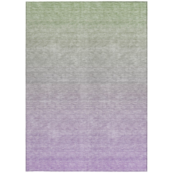 Homeroots 3' Artichoke Green And Lavender Ombre Washable Area Rug For Indoor And Outdoor Stylish Use 9' X 12' Polyester 588976