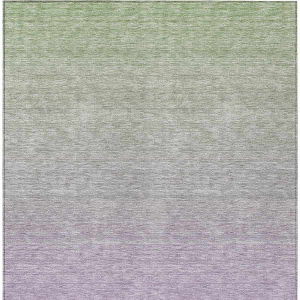 Homeroots 3' Artichoke Green And Lavender Ombre Washable Area Rug For Indoor And Outdoor Stylish Use 10' X 14' Polyester 588977