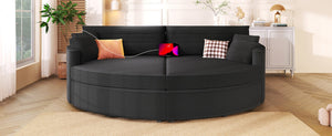 English Elm Oversized Double Chaise Lounge Sofa Bed With Usb Ports - Stylish Corduroy Comfort For Living Room N719S002160B-GIGA