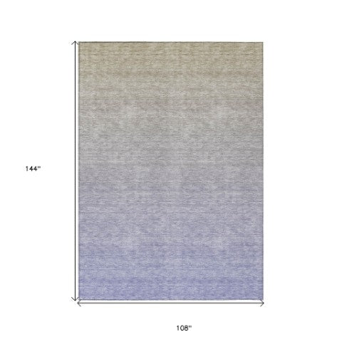 Homeroots 3' Artichoke Green And Lavender Ombre Washable Area Rug For Indoor And Outdoor Stylish Use 9' X 12' Polyester 588982