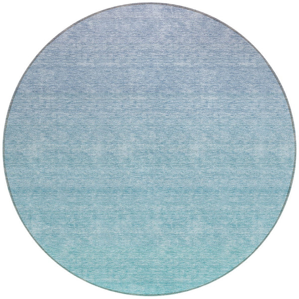 Homeroots 3' Artichoke Green And Lavender Ombre Washable Area Rug For Indoor And Outdoor Stylish Use 8' Round Polyester 588986