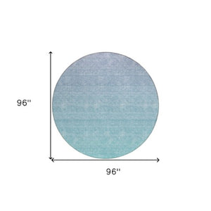 Homeroots 3' Artichoke Green And Lavender Ombre Washable Area Rug For Indoor And Outdoor Stylish Use 8' Round Polyester 588986