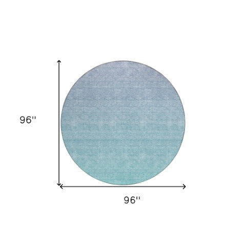 Homeroots 3' Artichoke Green And Lavender Ombre Washable Area Rug For Indoor And Outdoor Stylish Use 8' Round Polyester 588986