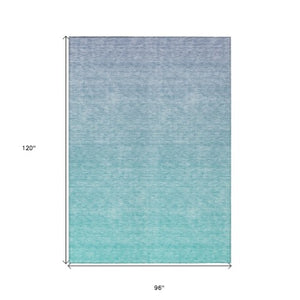 Homeroots 3' Artichoke Green And Lavender Ombre Washable Area Rug For Indoor And Outdoor Stylish Use 8' X 10' Polyester 588987