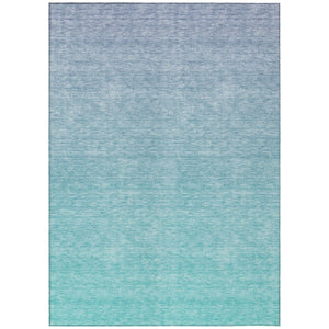 HomeRoots 9' Sky Blue to Teal Ombre Area Rug – Stylish, Washable, Durable for Indoor & Outdoor Spaces 9' X 12' 588988