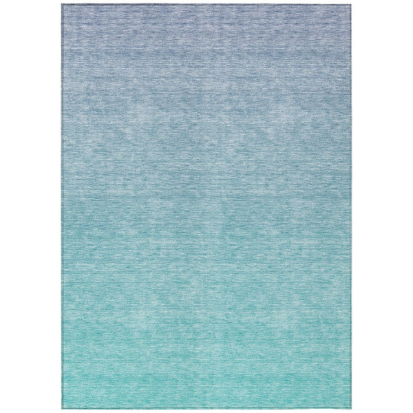 HomeRoots 9' Sky Blue to Teal Ombre Area Rug – Stylish, Washable, Durable for Indoor & Outdoor Spaces 9' X 12' 588988
