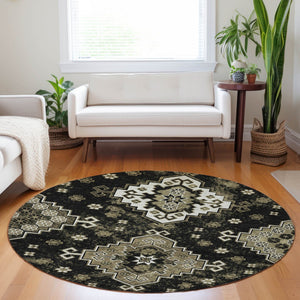 Homeroots 3' Artichoke Green And Lavender Ombre Washable Area Rug For Indoor And Outdoor Stylish Use 8' Round Polyester 588992