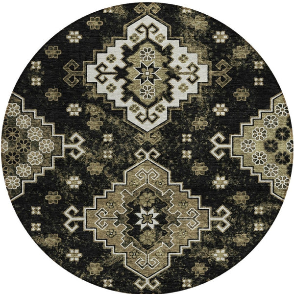 Homeroots 3' Artichoke Green And Lavender Ombre Washable Area Rug For Indoor And Outdoor Stylish Use 8' Round Polyester 588992