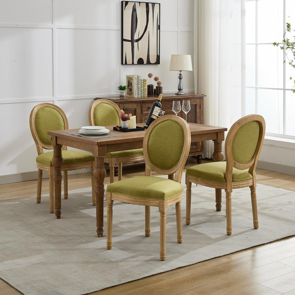 English Elm A&A French Style Dining Chairs Set Of 2 - Olive Green Linen Upholstery With Solid Wood Frame Elegance W1143P323333
