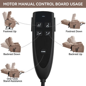English Elm Beige Chenille Power Lift Recliner Dual Motor Massage Heat 350 Lb Capacity Brown W1803P264024