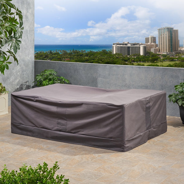 English Elm Christopher Knight Home® - SHIELD Chat Set Cover Waterproof Polyester Fabric, Handcrafted 19x8.5x6.38 Protective Outdoor Slipcover Grey 60003.00GRY