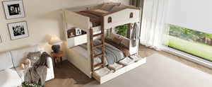English Elm Twin Triple Metal Bunk Bed Matte Powder Coated Frame with Full Safety Guardrails W1580S00637
