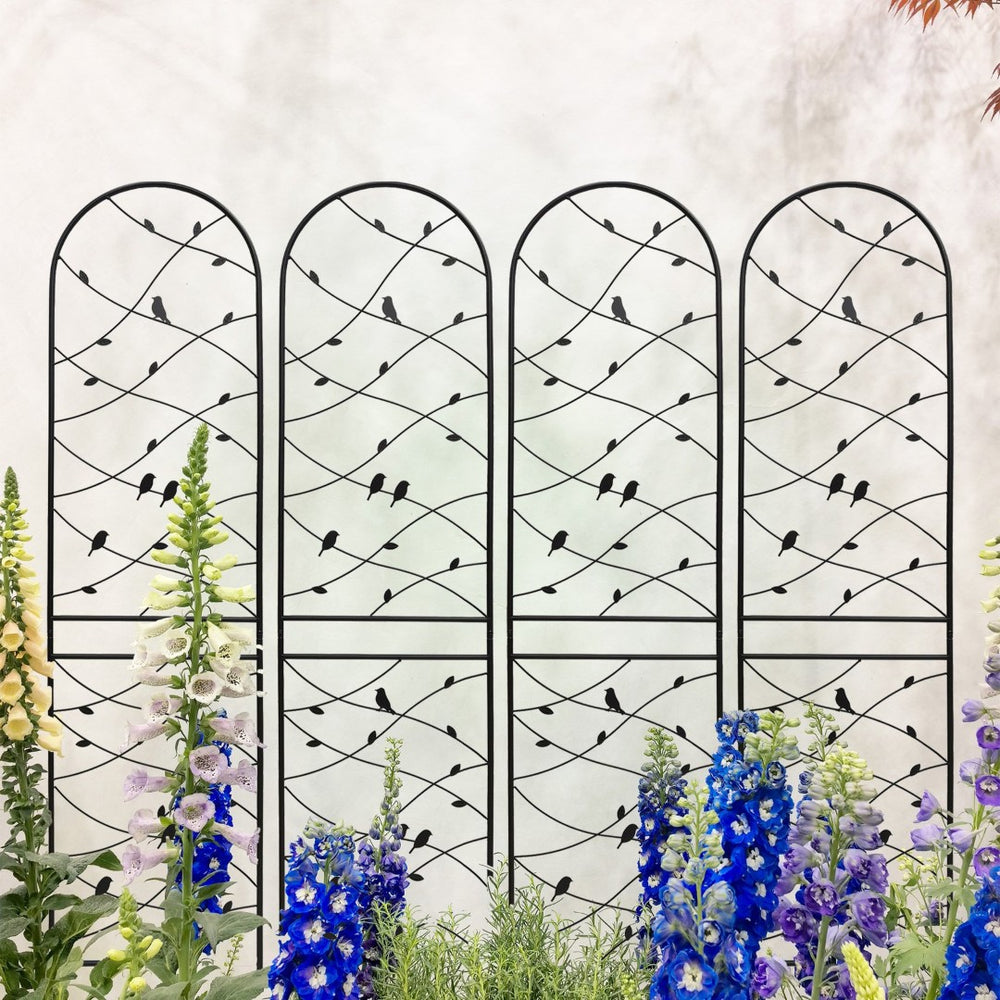 English Elm 4 Pack Powder-coated Metal Garden Trellis Panels Rustproof Climbing Plant Support Outdoor W1586P268069