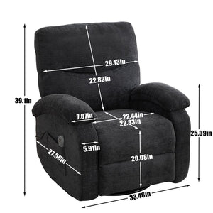 English Elm Hot Massage Rocking Swivel Lounge Chair with Heat Lumbar Support and Cup Holder W5029P388741
