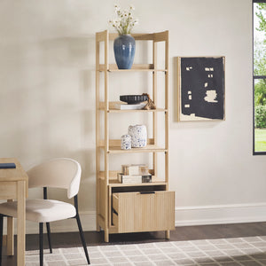 Holmes Modern Narrow Bookcase with Reeded Drawer Coastal Oak WEHOL41OS2CO0 Walker Edison