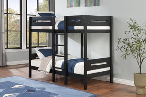 English Elm Ekko Twin/Twin Bunk Bed in Black Finish – Sturdy Pine Composite, 330 lb Capacity, Easy Assemble B2726S00330