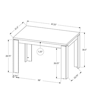 English Elm Dining Table with Reclaimed Wood Look Top and Thick Block Legs, Seats 4, Compact Farmhouse Style Grey 52 L x 35 W x 5 H B2710P218831