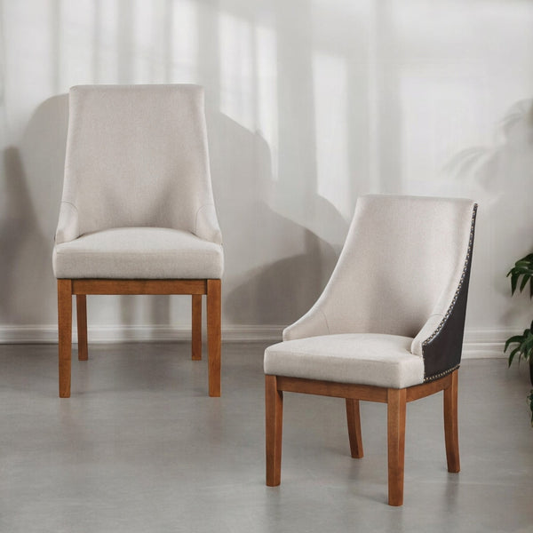 English Elm Traditional Button-Tufted Side Chair Set of 2 — Linen Upholstery, Padded Comfort, Rustic Tapered Legs Brown 25.5 L x 33 W x 23 H B2741P345931