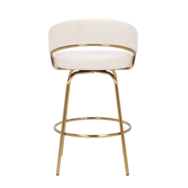 English Elm Jie Glam Velvet Counterstools with Gold Metal Frame for Kitchen Islands Set of 2 B202S00332