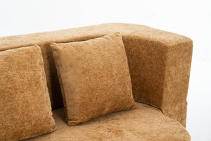 English Elm 3 Seater Convertible Sofa Bed with Chenille Upholstery and High-Density Sponge for Superior Comfort and Support Camel T3903P379833