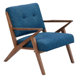 INK+IVY Rocket Mid-Century Lounge Chair II100-0088 Blue/Pecan