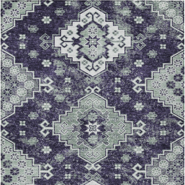 HomeRoots 5' Medallion Washable Area Rug in Eggplant and Sage – Durable, Stylish, and Versatile for Any Space 5' X 8' 589015