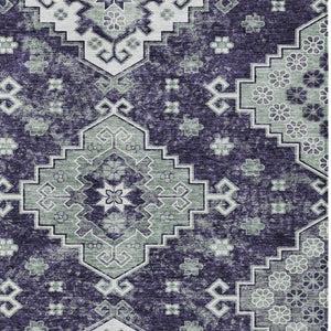 HomeRoots 5' Medallion Washable Area Rug in Eggplant and Sage – Durable, Stylish, and Versatile for Any Space 5' X 8' 589015