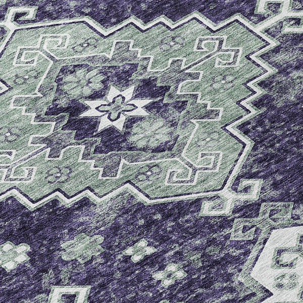 HomeRoots 5' Medallion Washable Area Rug in Eggplant and Sage – Durable, Stylish, and Versatile for Any Space 5' X 8' 589015