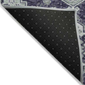 HomeRoots 5' Medallion Washable Area Rug in Eggplant and Sage – Durable, Stylish, and Versatile for Any Space 8' X 10' 589017