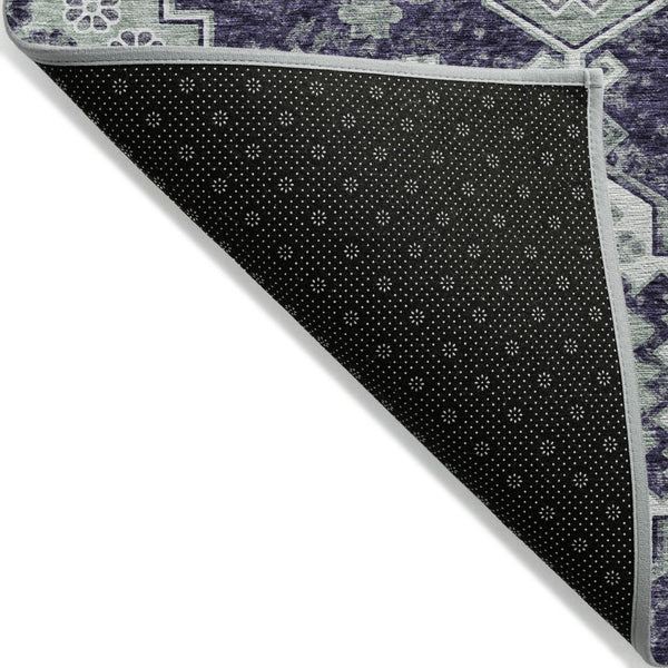 HomeRoots 5' Medallion Washable Area Rug in Eggplant and Sage – Durable, Stylish, and Versatile for Any Space 8' X 10' 589017