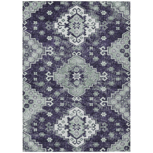 HomeRoots 9' Medallion Area Rug in Rich Eggplant & Sage – Durable, Washable Design for Indoor & Outdoor Use 9' X 12' 589018