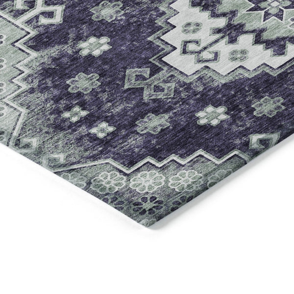 HomeRoots 9' Medallion Area Rug in Rich Eggplant & Sage – Durable, Washable Design for Indoor & Outdoor Use 9' X 12' 589018