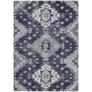 HomeRoots 5' Medallion Washable Area Rug in Eggplant and Sage – Durable, Stylish, and Versatile for Any Space 10' X 14' 589019