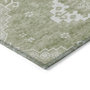 Homeroots 3'' Artichoke Green Medallion Washable Indoor Outdoor Area Rug - Stylish, Durable, And Versatile 3' X 5' Polyester 589020