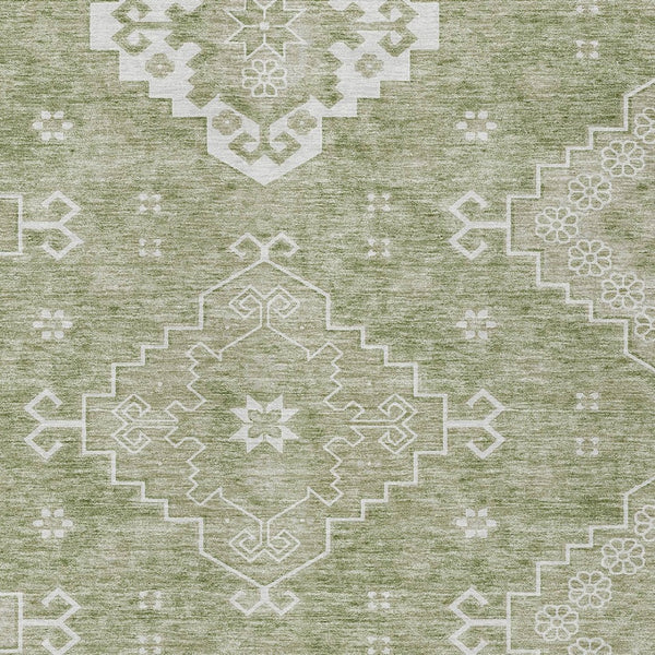 Homeroots 3'' Artichoke Green Medallion Washable Indoor Outdoor Area Rug - Stylish, Durable, And Versatile 5' X 8' Polyester 589021