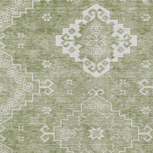 Homeroots 3'' Artichoke Green Medallion Washable Indoor Outdoor Area Rug - Stylish, Durable, And Versatile 10' X 14' Polyester 589025