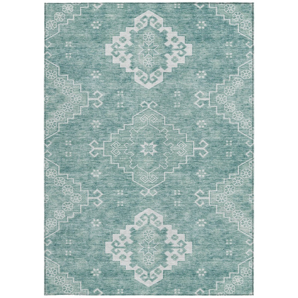 Homeroots 3'' Artichoke Green Medallion Washable Indoor Outdoor Area Rug - Stylish, Durable, And Versatile 3' X 5' Polyester 589026