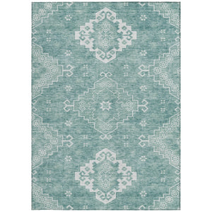 Homeroots 3'' Artichoke Green Medallion Washable Indoor Outdoor Area Rug - Stylish, Durable, And Versatile 5' X 8' Polyester 589027
