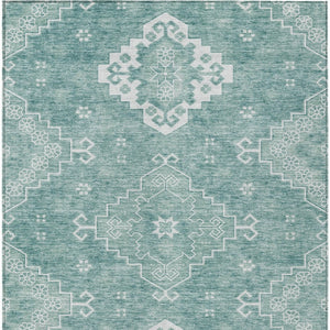 Homeroots 3'' Artichoke Green Medallion Washable Indoor Outdoor Area Rug - Stylish, Durable, And Versatile 8' X 10' Polyester 589029