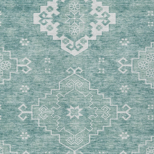 Homeroots 3'' Artichoke Green Medallion Washable Indoor Outdoor Area Rug - Stylish, Durable, And Versatile 8' X 10' Polyester 589029