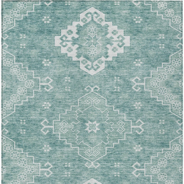 Homeroots 3'' Artichoke Green Medallion Washable Indoor Outdoor Area Rug - Stylish, Durable, And Versatile 9' X 12' Polyester 589030