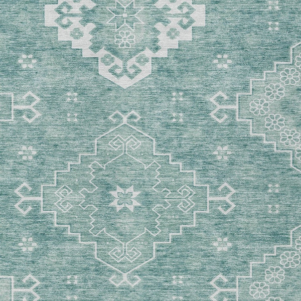 Homeroots 3'' Artichoke Green Medallion Washable Indoor Outdoor Area Rug - Stylish, Durable, And Versatile 10' X 14' Polyester 589031