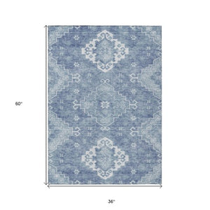 Homeroots 3'' Artichoke Green Medallion Washable Indoor Outdoor Area Rug - Stylish, Durable, And Versatile 3' X 5' Polyester 589032