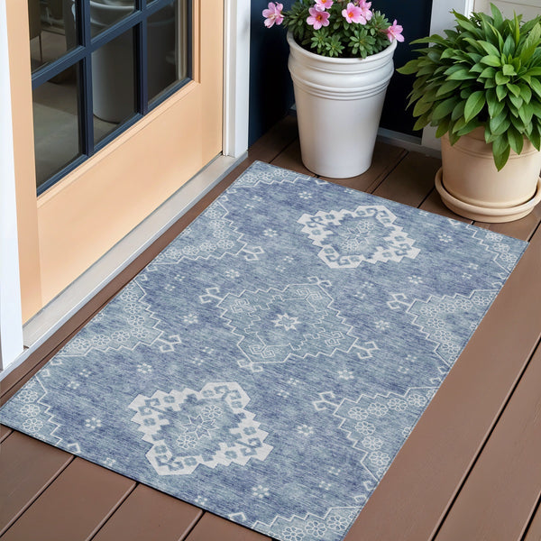 Homeroots 3'' Artichoke Green Medallion Washable Indoor Outdoor Area Rug - Stylish, Durable, And Versatile 3' X 5' Polyester 589032
