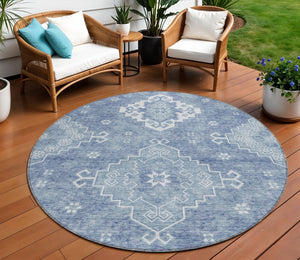 Homeroots 3'' Artichoke Green Medallion Washable Indoor Outdoor Area Rug - Stylish, Durable, And Versatile 8' Round Polyester 589034