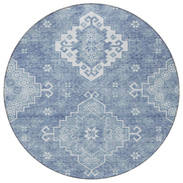 Homeroots 3'' Artichoke Green Medallion Washable Indoor Outdoor Area Rug - Stylish, Durable, And Versatile 8' Round Polyester 589034