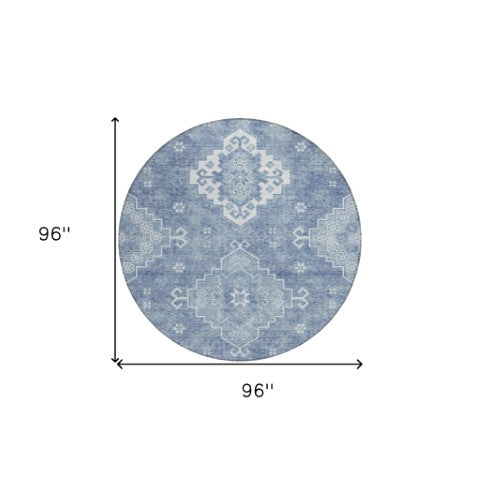 Homeroots 3'' Artichoke Green Medallion Washable Indoor Outdoor Area Rug - Stylish, Durable, And Versatile 8' Round Polyester 589034