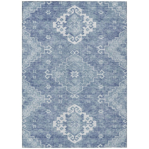 HomeRoots 5' Navy Blue Medallion Area Rug – Durable, Washable Design for Indoor & Outdoor Elegance and Style 10' X 14' 589037