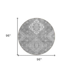 Homeroots 3'' Artichoke Green Medallion Washable Indoor Outdoor Area Rug - Stylish, Durable, And Versatile 8' Round Polyester 589040